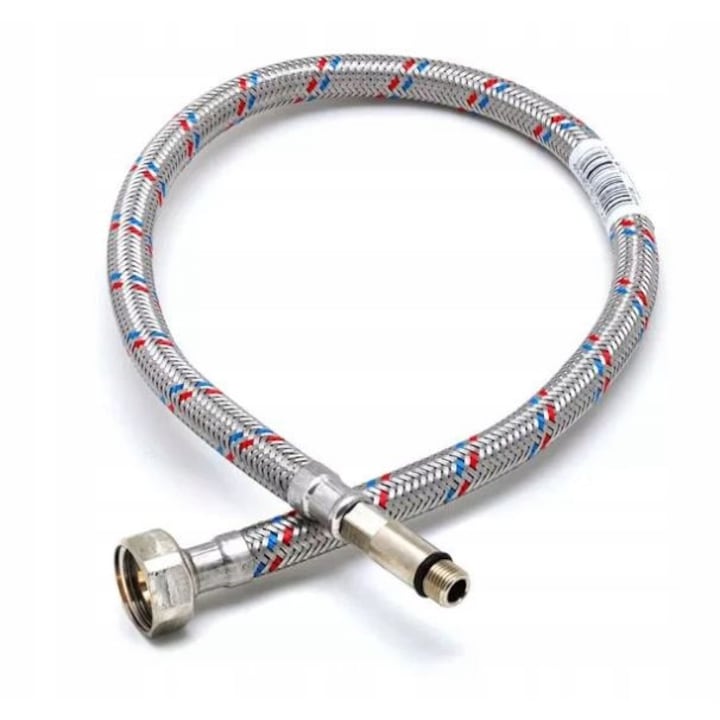 Furtun conectare pentru baterii sanitare, Diamond, 80 cm, Argintiu