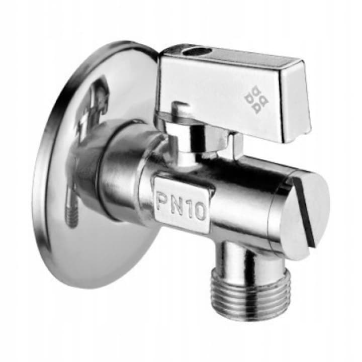 Supapa cu bila unghiulara pentru robinete cu filtru, Deante, 1/2 - 3/8, Argintiu
