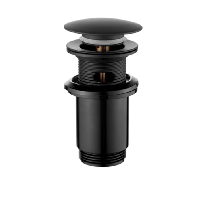 Ventil universal pentru lavoar CLICK/CLACK ABS, finisaj negru mat, dop mare cu preaplin