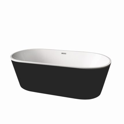 Cada freestanding nimfa, Acril, Oval, Negru, 168x76x59 cm