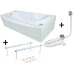 Pachet Complet Cada Acril 180x80 - Masca Frontala, Cadru Metalic, Sifon Evacuare si Cada de Baie Fibrocom Nikoss 180x80