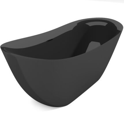 Cada de baie Kevin, Acril sanitar, Negru Lucios interior si exterior, 160 cm, izolare termica, freestanding