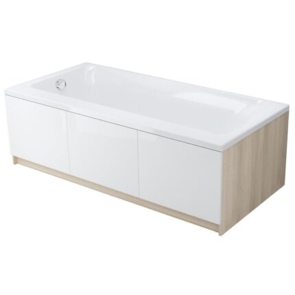 Pachet Complet Cada Acril Cersanit Smart 170x80 + Masca Frontala MDF Alb cu depozitare, Cadru Metalic, Sifon Evacuare - DREAPTA