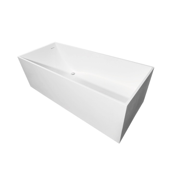 Cada baie freestanding, rectangulara, Nyx, rasina acrilica, alba, 170.5 x 72 x 57 cm