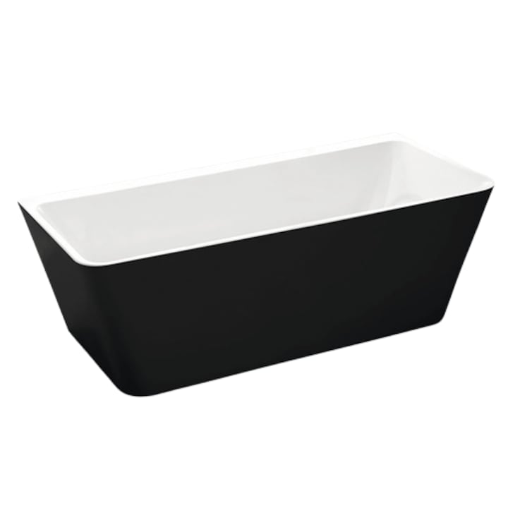 Cada Baie Dreptunghiulara Freestanding Linea Wall, Acril, 170x80 cm, 350 l, Negru