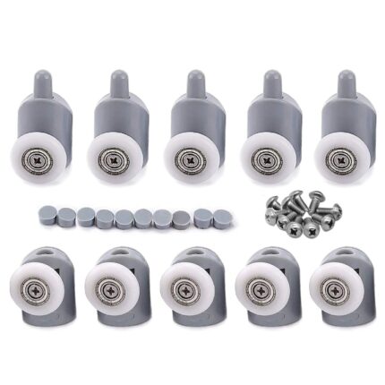 Set 10 role pentru cabina de dus, Minetgnon®, Inox/Plastic, Diametru 23 mm, Gri