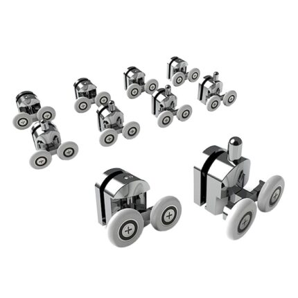 Set 8 x Role Universale pentru cabina de dus, otel inoxidabil, Crom