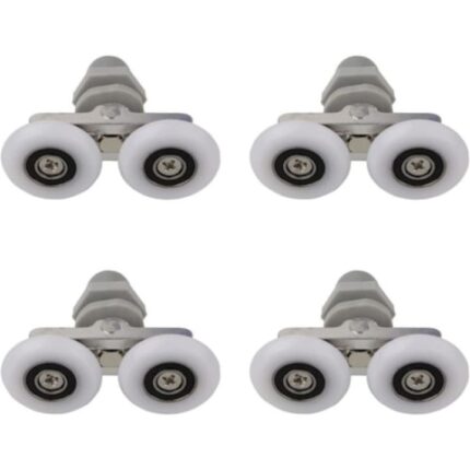 Set 4 role pentru cabina de dus, ABS/Aluminiu, 23 mm, Alb/Gri