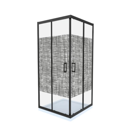 Cabina de dus, patrata, 800 x 800 x 1900 mm, sticla cu model, 6 mm, profil negru, model 3