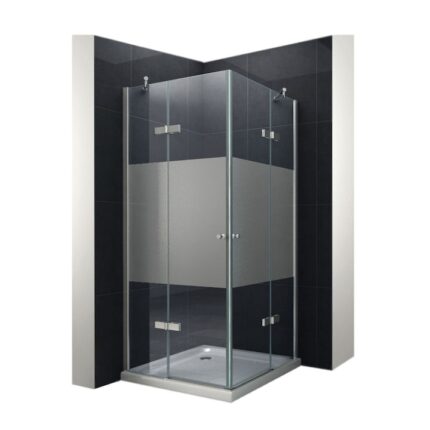 Cabina Ego-Nemo, 2 usi batante, crom, sticla 8 mm sablat partial, 80x80 cm, fara cadita, Nano Easy Clean