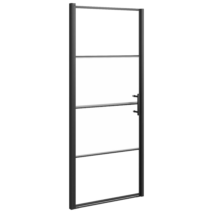 81x195 cm Usa de dus, vidaXL, 81x195 cm, negru, sticla securizata semi-mata