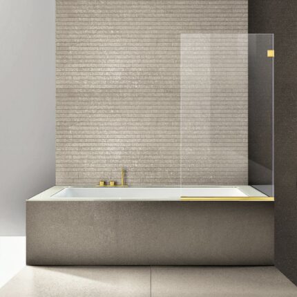 Paravan cada Ravana ® Elegance Gold, sticla clara, securizata, 70x130 cm