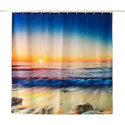 Perdea de dus, Poliester, Rezistenta la mucegai, 12 carlige, 182x182cm, Multicolor