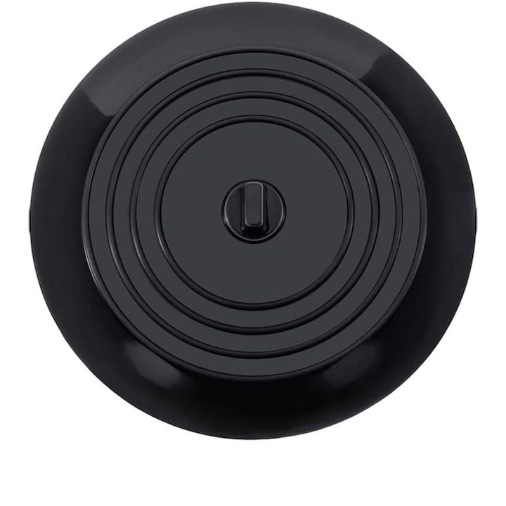Dop de scurgere pentru cada, Sunmostar, Silicon, Diametru 15 cm, Negru