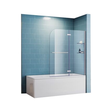 Paravan cada, Pliabil, Cu suport pentru prosoape si suport de colt, Sticla securizata de 5 mm, 120x140cm