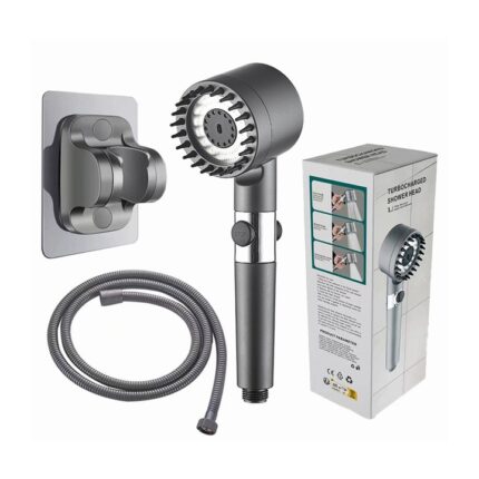 Para dus, Zggzerg, Cu furtun de 1, 5 m din otel lnoxidabil si suport pentru para, Perie masaj si filtru apa, 3 moduri jet, Buton on/off, Oprire cu un singur buton, Spalare puternica incorporata pentru a curata cada, gresia si animalele de companie, Gri