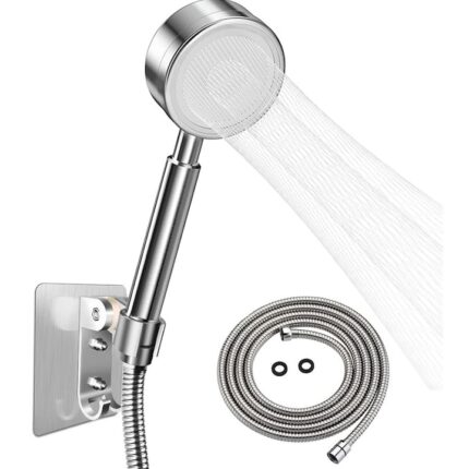 Para de dus, Filtru apa, crom, Inox, cu furtun 1.5 m, Amovibil，Argintiu