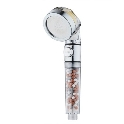 Para de Dus cu Vitamina C, Buton on/off, Filtru Ionic si Pietre Minerale Filtrante|Functii de Economosire, Filtrare si Crestere Presiune al Jetului de Apa| ABS, Finisaj Cromat