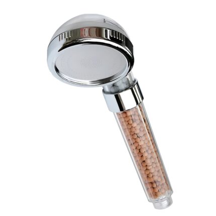 Para de dus Macomi™ Ioniq, cu filtru de purificare a apei cu ioni negativi, contine sfere minerale de turmalina si piatra Maifan, jet puternic, benefic pentru piele, Transparent