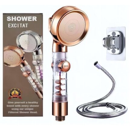 Para dus, cu accesorii, Excitat, inox, booster, economisire apa, 3 functii, auriu