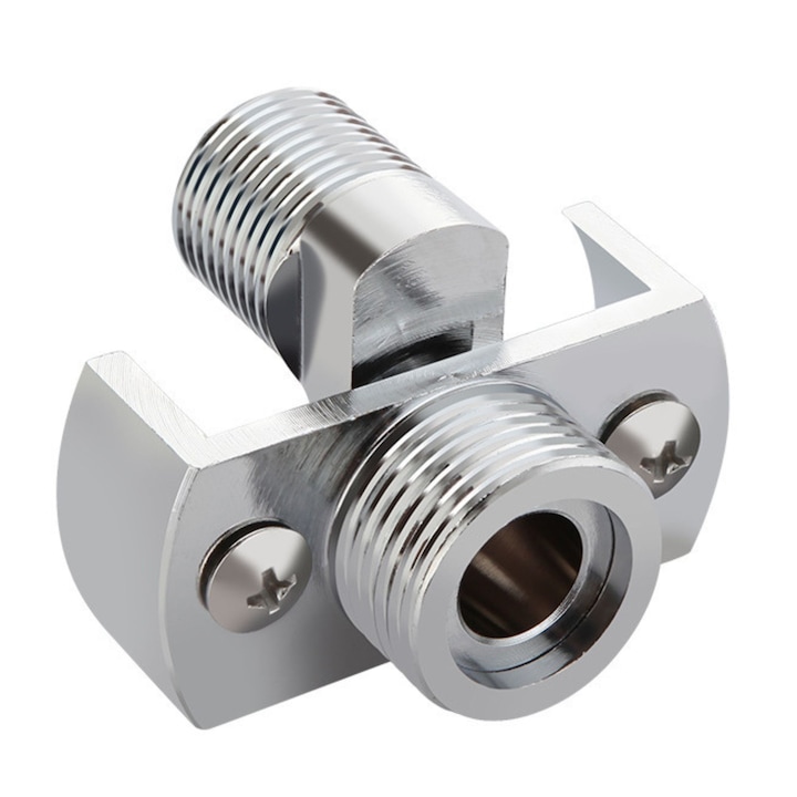 Accesoriu Instalare Robinet Excentric Reglabil Baterie Dus CZAY®, Racord Unghi Ajustare Extins 0-40º, Accesoriu Instalare Robinet, Adaptor Universal Curbat, Montare pe Perete, Lungime Filet 25mm, Cupru, Argintiu