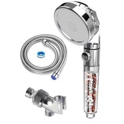 Cap de dus cu filtru/suport, Daladen, Metal, Argintiu