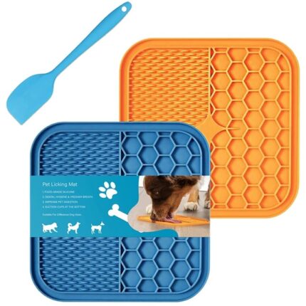 Set 2 covorase de lins pentru caini, DISOUR, Silicon, Albastru/Portocaliu