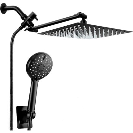 Set dus cu efect de ploaie, MOSMAOO®, Inox, Negru