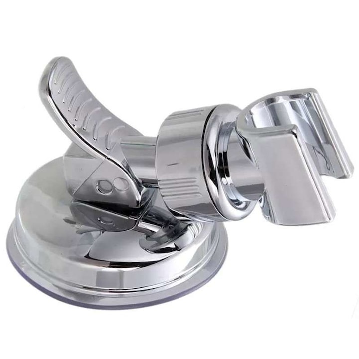 Suport para dus cu ventuze, Zola®, reglabil 360 grade, argintiu, 10.5x7 cm