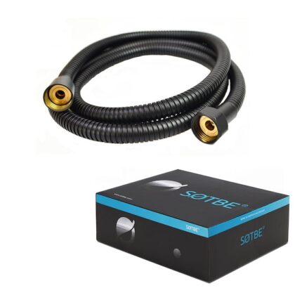 Furtun de dus impletit, SOTBE, LARK BLACK, 150 cm, negru, materiale robuste, rezistent la rugina, consum redus de apa