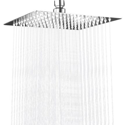 Coloana de dus Gonice, patrata, inox, jet ploaie cu presiune inalta, 196 duze silicon, reglabila, 30x30cm