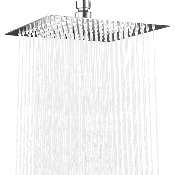 Coloana de dus Gonice, patrata, inox, jet ploaie cu presiune inalta, 196 duze silicon, reglabila, 30x30cm