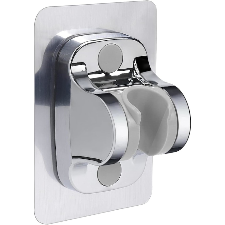 Suport de dus autoadeziv QHYKKYJ, unghi reglabil, crom, rezistent la apa