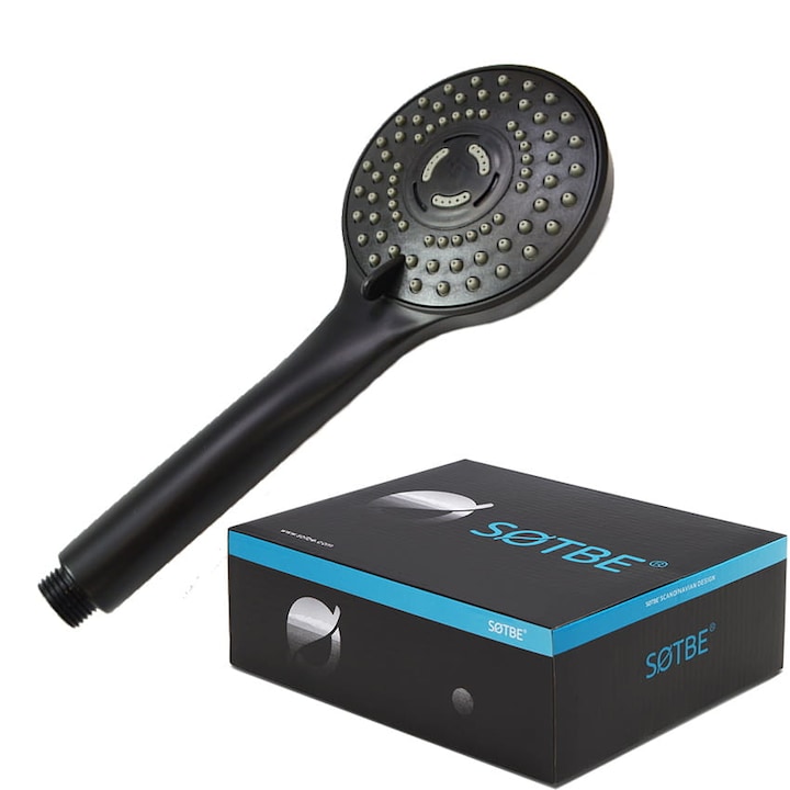 Cap de dus, SOTBE, LARK BLACK, economisitor de apa, 3 game, negru, materiale durabile, rezistente la rugina, consum redus de apa