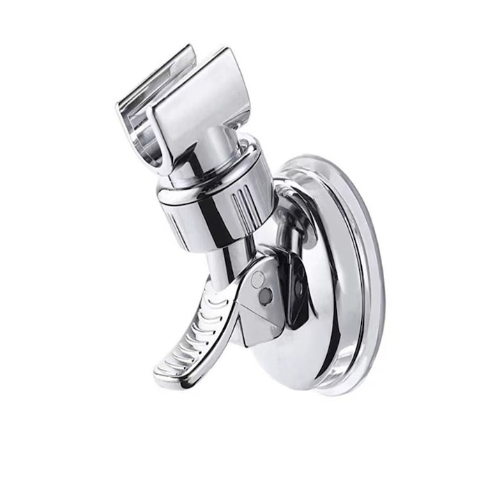 Suport ajustabil pentru cap de dus Rqiurpn, ventuze puternice, finisaj lucios, argintiu