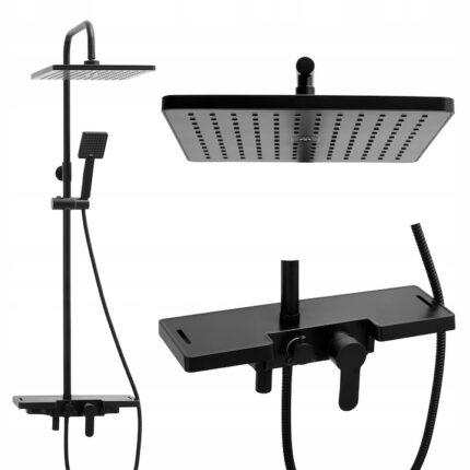 Set de dus Silla Elite eS-3001B, cu suport culisant, dus fix si para dus mobila, Negru Mat