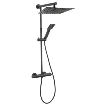 Set Baterie Dus Termostatica Ferro cu dus fix si para dus mobila, negru