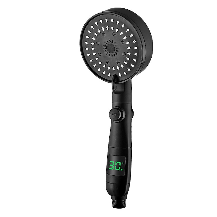 Cap de dus cu afisaj digital, Sunmostar, ABS, 5 viteze, Negru