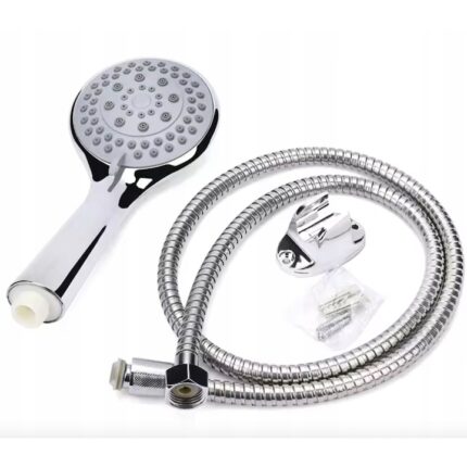 Cap de dus cu furtun DBG, suport pentru furtun, argintiu