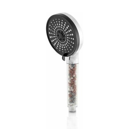 Cap de dus multifunctional, cu 2 filtre anticalcar si 3 tipuri de perle minerale, reduce clorul, impuritatile si particulele nocive din apa, 5 moduri jet, economie de apa, instalare usoara, 12x28x5cm