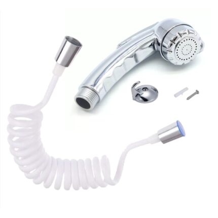 Set dus bideu cu para si furtun spiralat 2m, alb