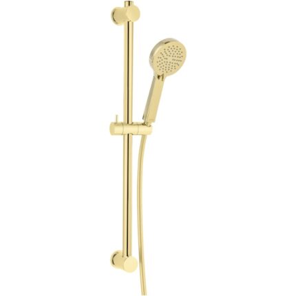 Set bara dus Ferro EasyClean, 3 functii, cu suport culisant, bara fixa dus 70 cm, furtun dus 150 cm, Auriu