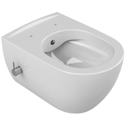 Vas WC suspendat cu fixare ascunsa si functie de bideu Cerastyle CityNEO, capac softclose, baterie actionare apa rece/calda