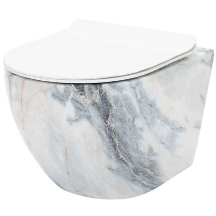 Vas Wc Ego-Carlo Slim Granit Shiny Rimless, Capac Duroplast, ceramica sanitara, montaj suspendat, 49x37 cm