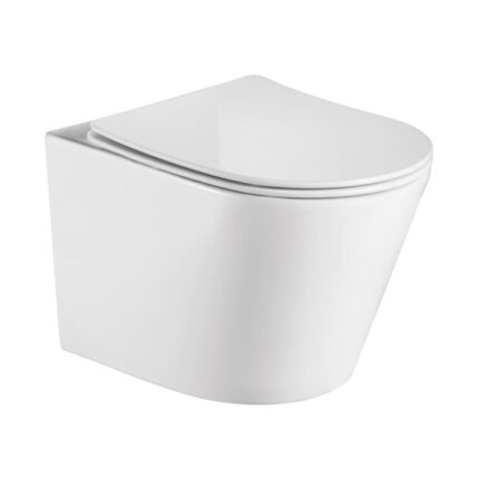 Vas de toaleta suspendat, Granitan, inchidere lenta, fara margine, alb