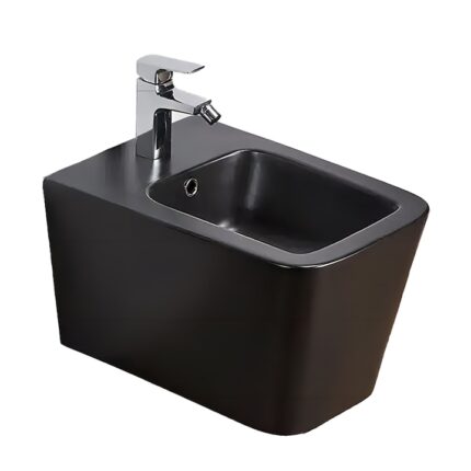 Vas Bideu EGO Alfonso, Negru, mat, 52x35 cm, montaj suspendat, cu preaplin