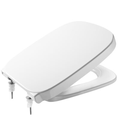 Capac WC Roca Debba, rimless, cu inchidere lenta, balamale otel inoxidabil, alb