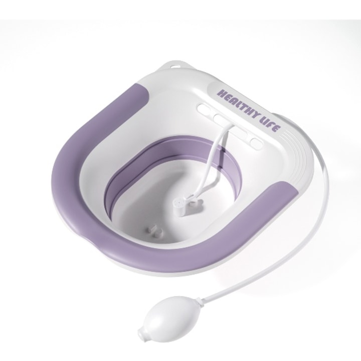Bideu pliabil, polipropilena, alb/mov