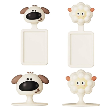 Set 4 manere ridicare capac toaleta, silicon, alb/maro, 4x4cm