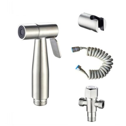 Set de pulverizator de toaleta pentru bideu de mana, BOMSTOM, ABS, Argintiu